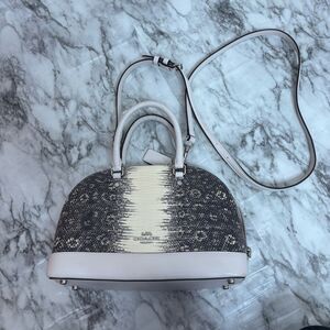 COACH MINI SIERRA EMBOSSED LEATHER SATCHEL grey cream purse handbag